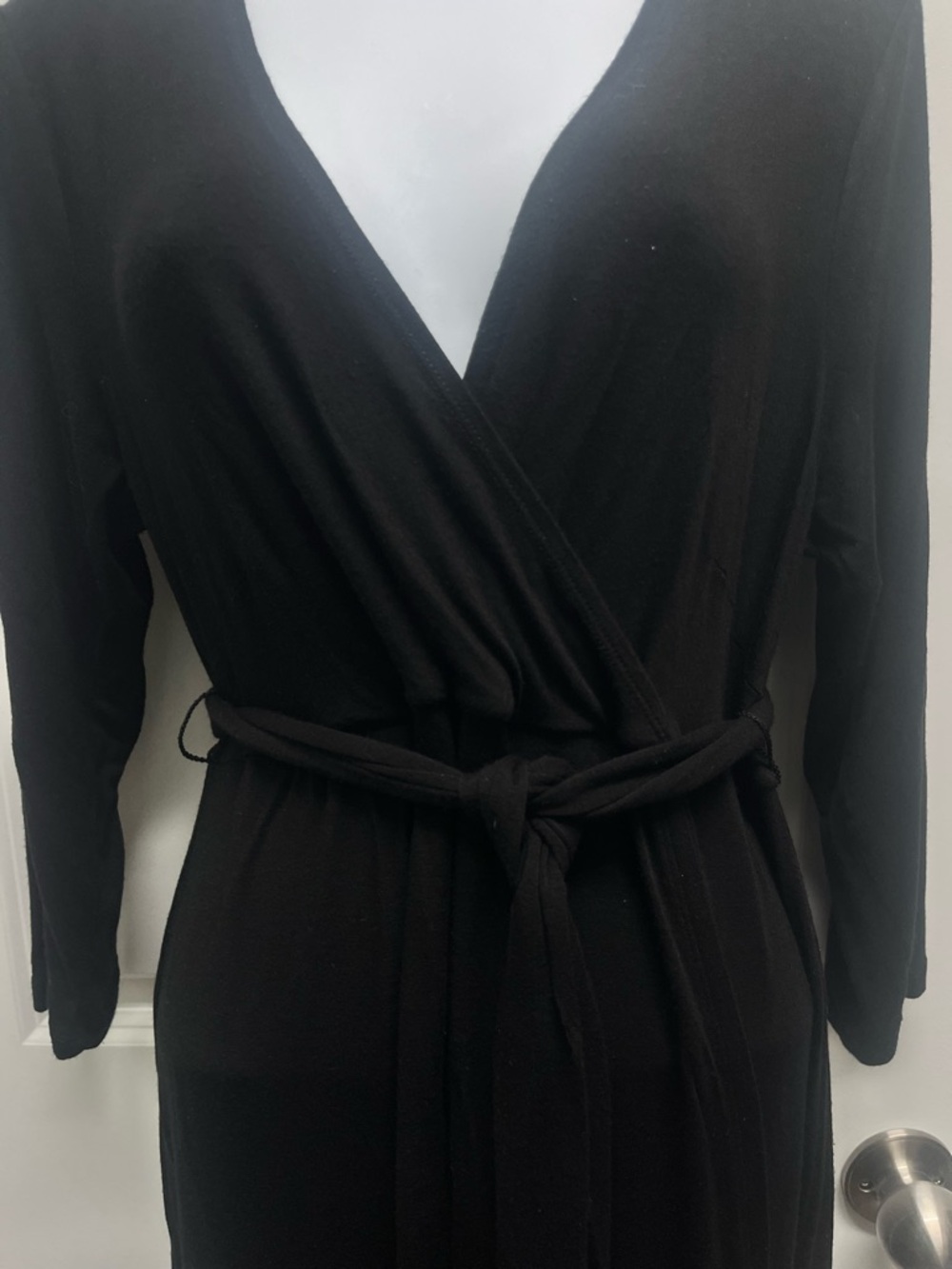 Gap Maternity Black Faux Wrap Midi Dress with Belt Size L - Picture 3 of 9